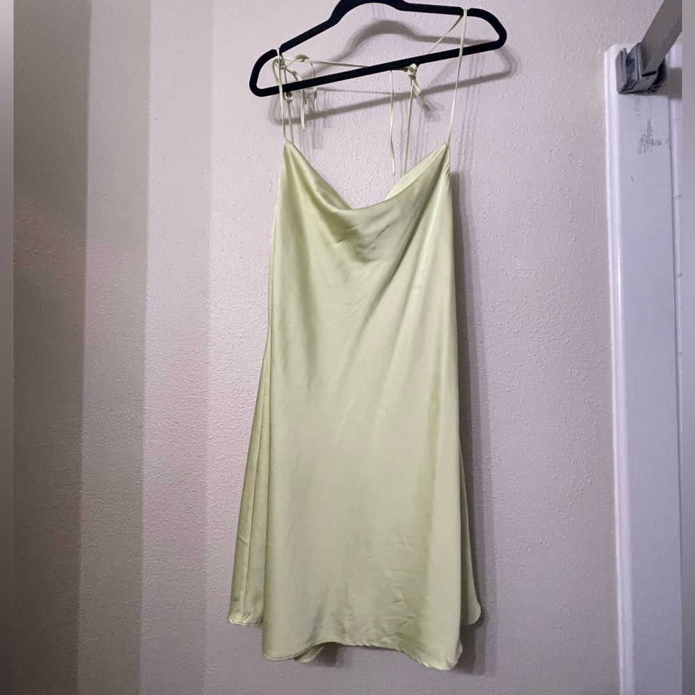 Removable strap satin cowl neck mini dress